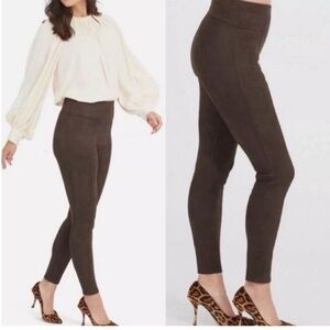 SPANX Leggings Faux Suede Brown Style 20322R Shapewear Size Extra Small XS